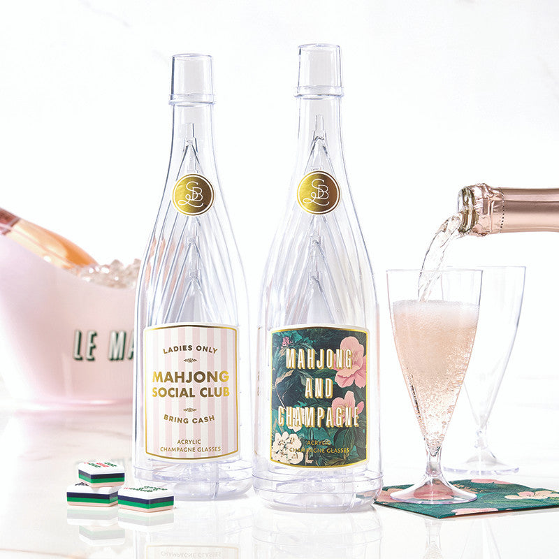 Mahjong & Champagne-Bottle+Glass