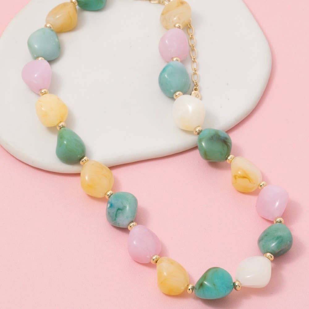 Chunky Marble Resin Beads Necklace