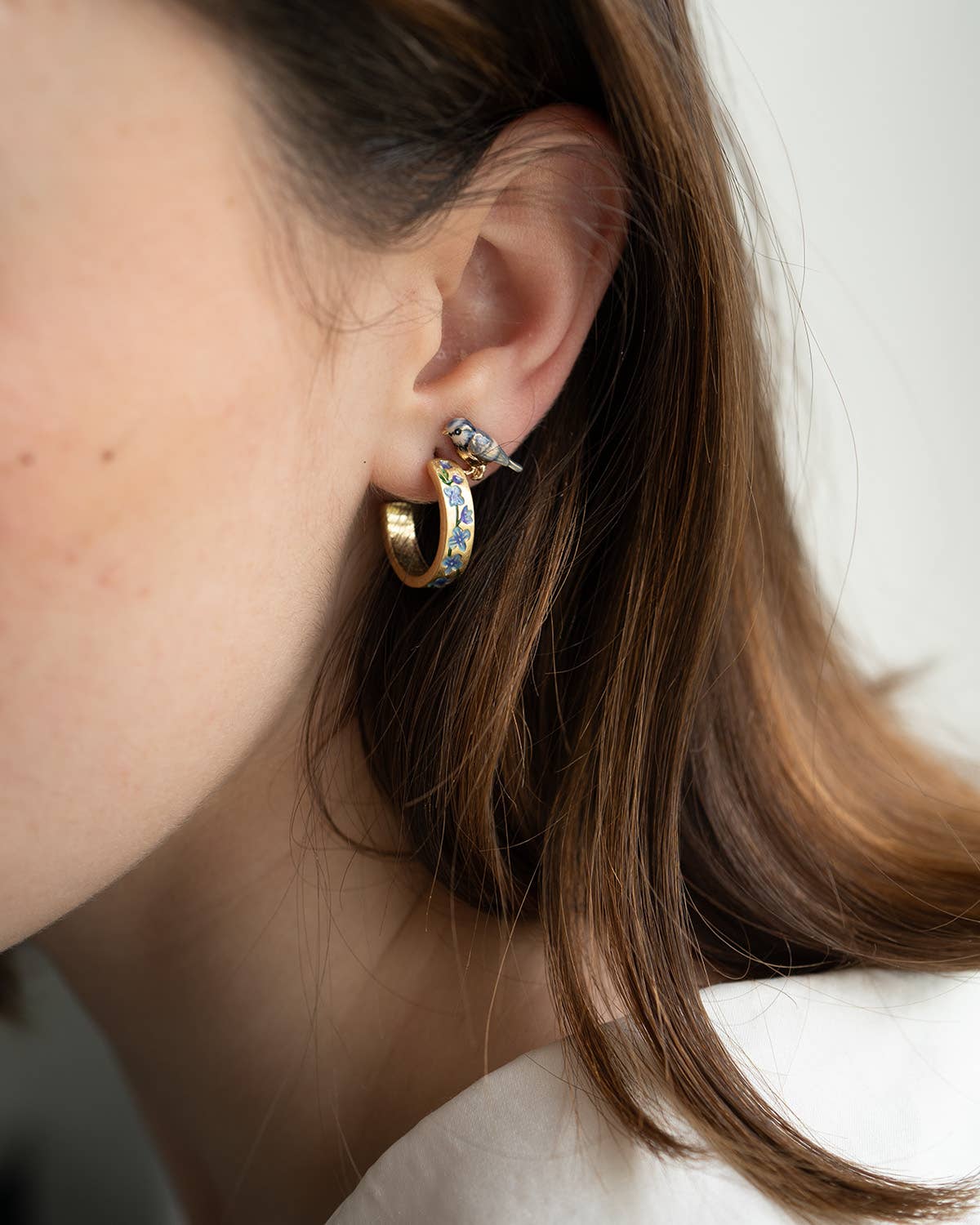 Fable England - Enamel Blue Tit Stud Earrings - UK, US & EU