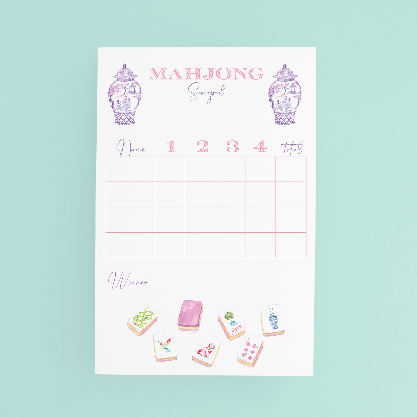 Taylor Paladino - Mahjong Scorecard Pad - Taylor Tiles