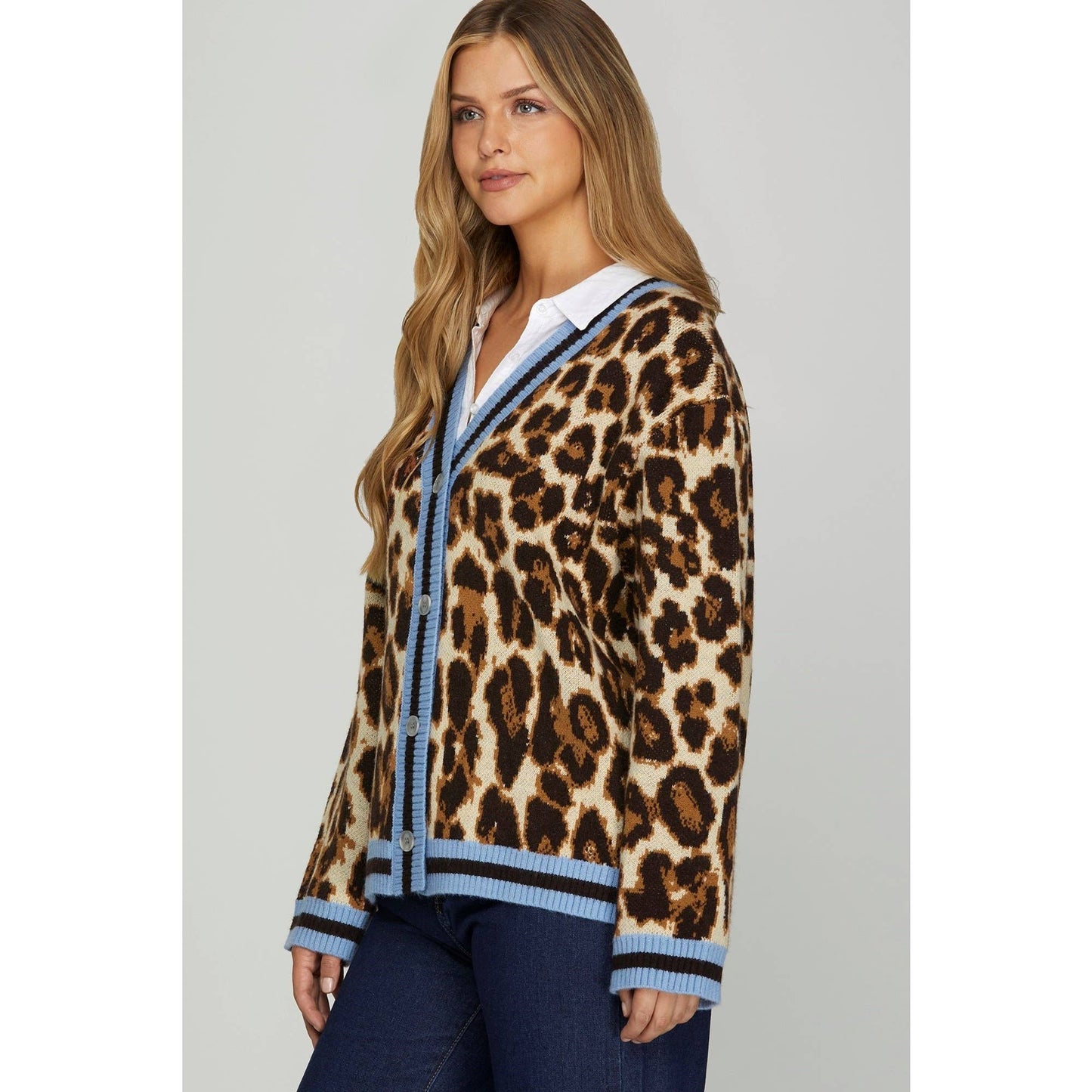 STYLE USA - LEOPARD SWEATER CARDIGAN