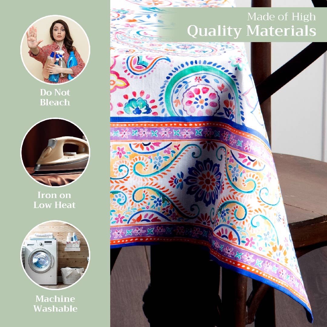 Maison d'Hermine - Design in Every Thread - Tablecloths 100% Cotton - 3 Shapes - Indian Floral