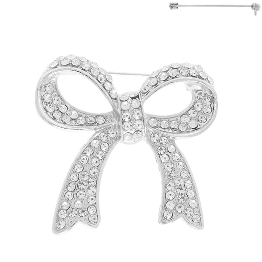 Jeweled Bow Brooch Pin