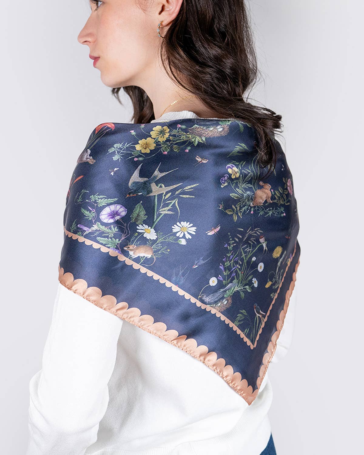 Fable England - FABLE Navy Running Bunny Toile Square Scarf