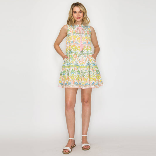 Lemon Yellow Jungle mini dress