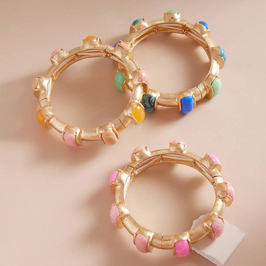 Sensibling Corp. - Bold Stone Pointed Stretch Bangle Bracelet