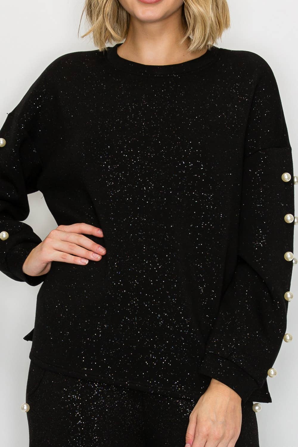 Katri French Scuba Pearl Top W/ Glitter