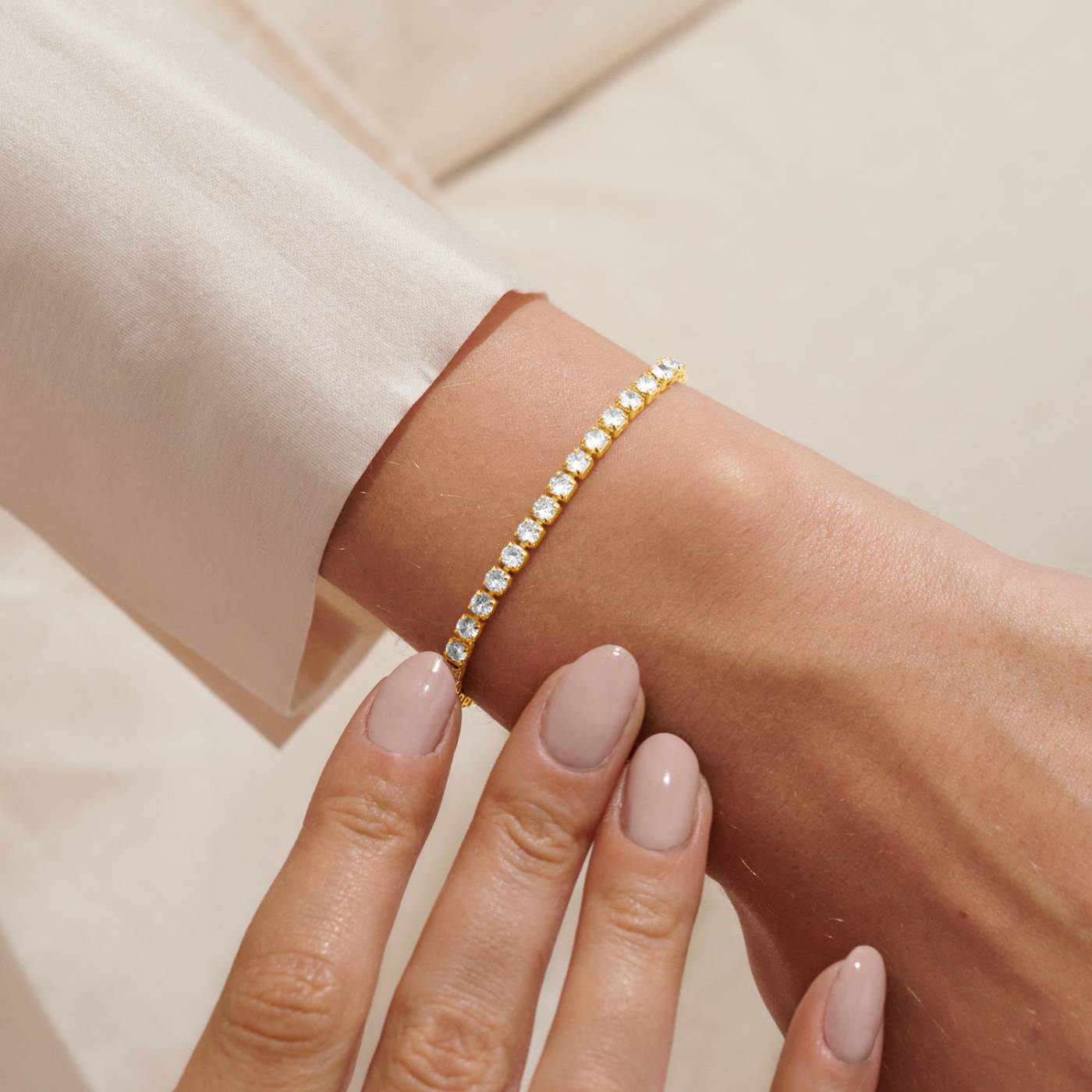 Gold Round CZ Tennis Bracelet