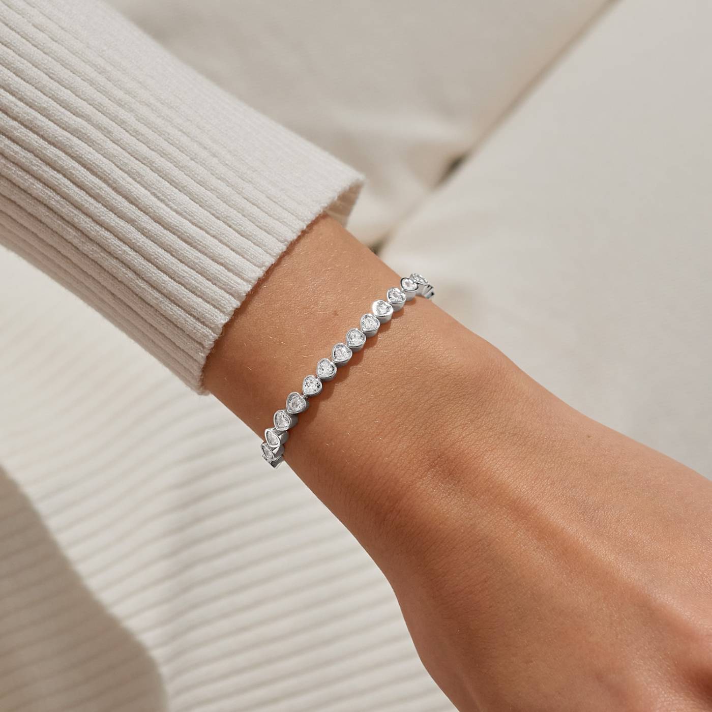 Silver Heart CZ Tennis Bracelet
