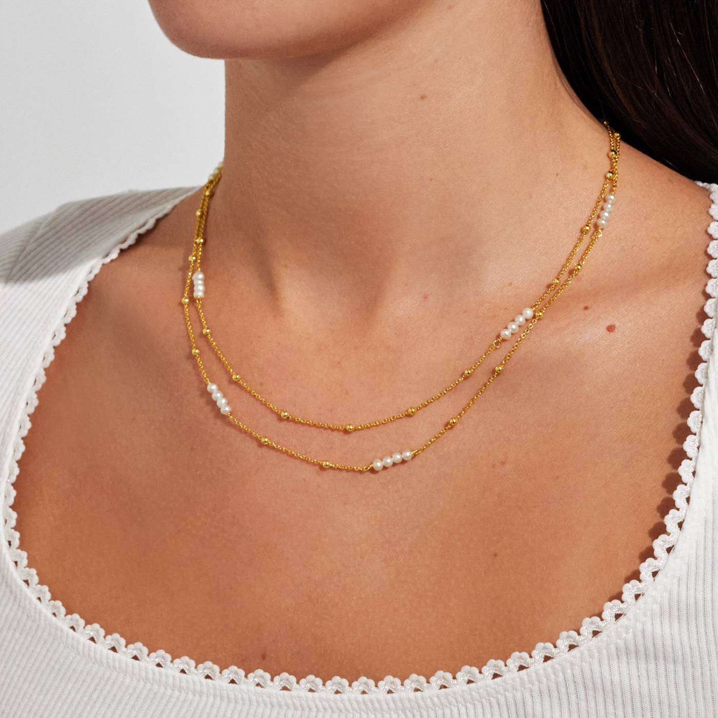 Loved by You | Double Layer Pearl Chain Necklace