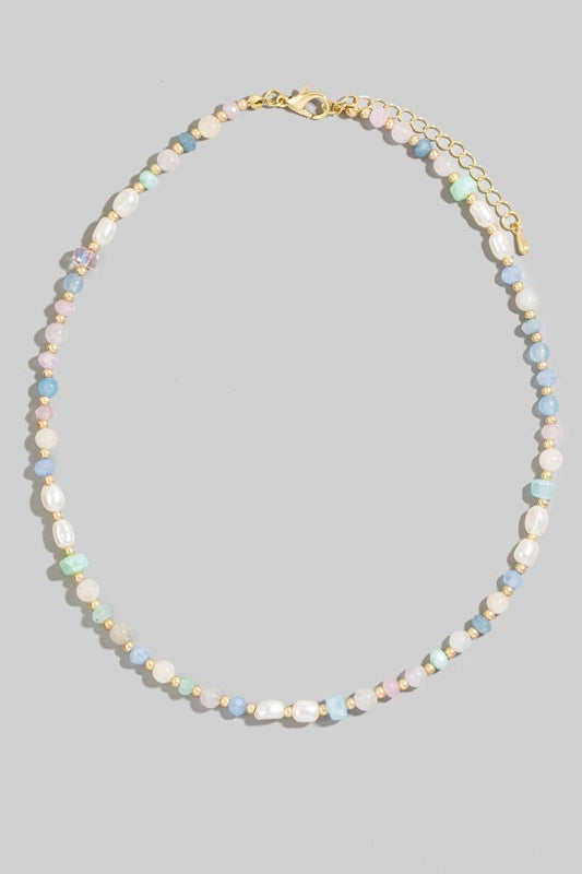The Looks by Fame Accessories - Pearl And Faceted Beads Necklace