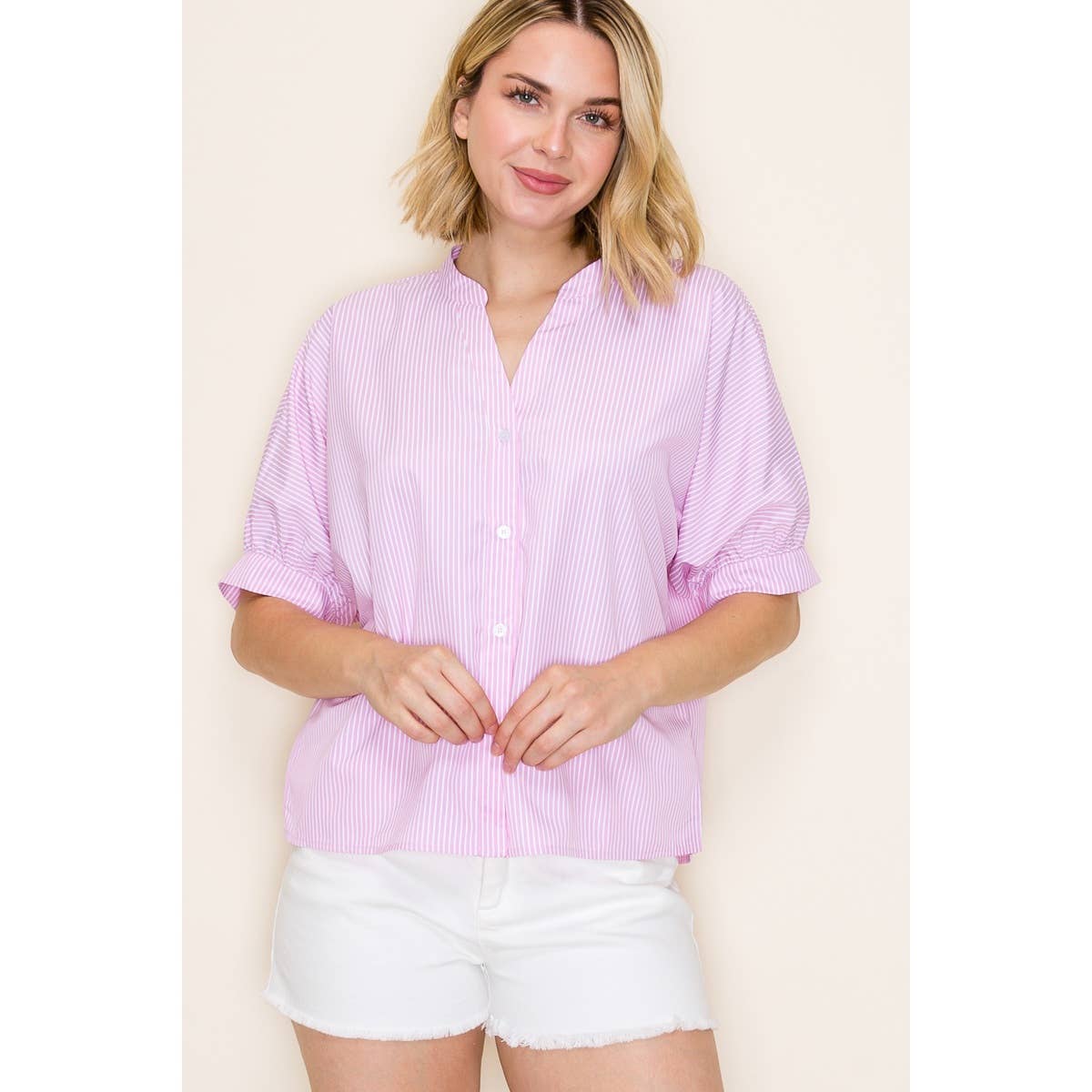 Peony Stripe Button Down Blouse