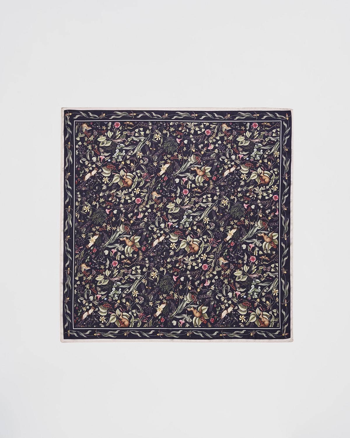 Fable England - FABLE Wolf Garden Navy Square Scarf