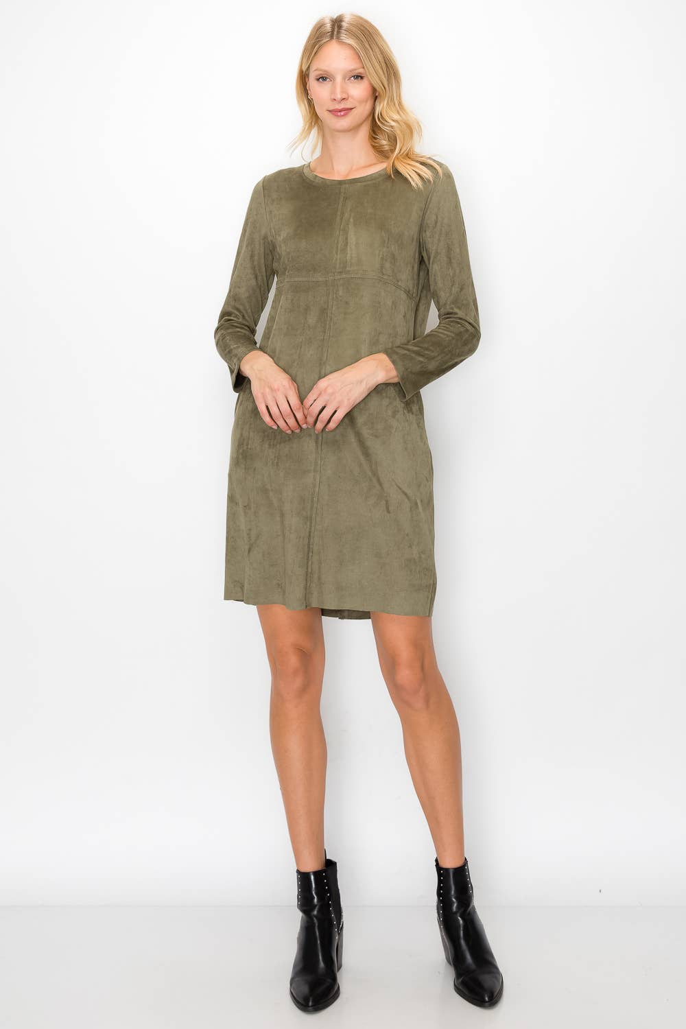 Aurora Suede Round-Neck Dress