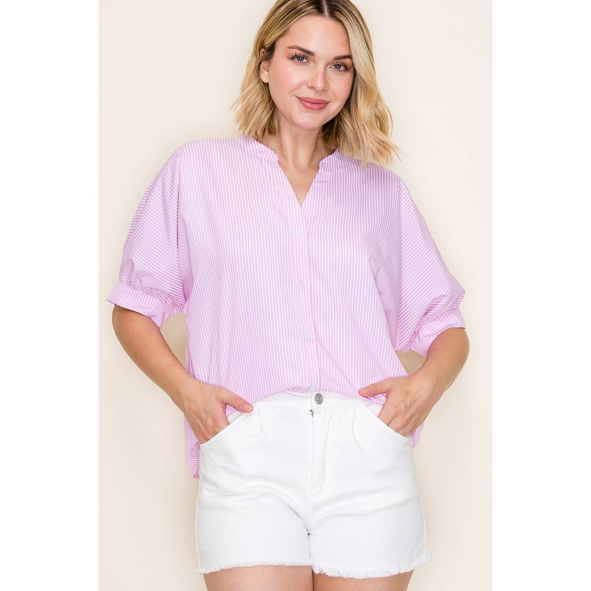 Peony Stripe Button Down Blouse