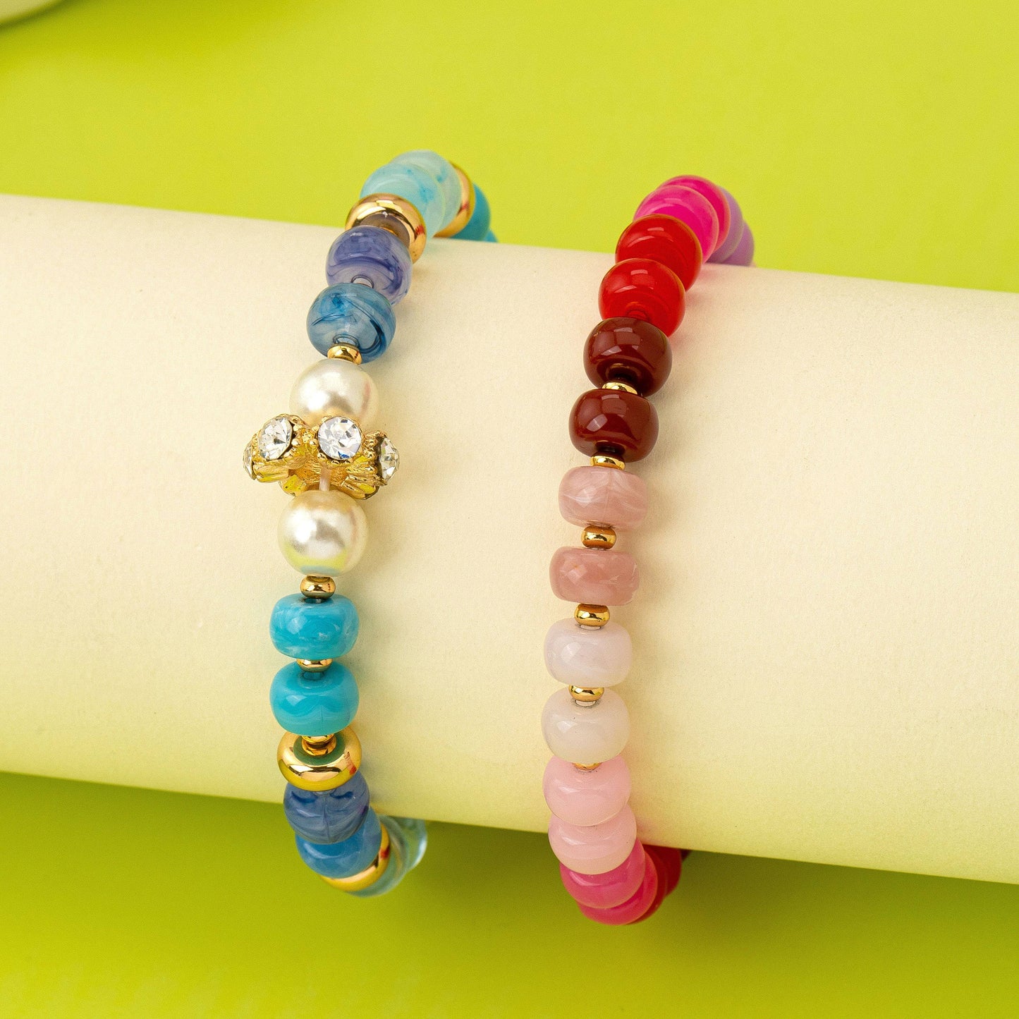 Multicolor Pastel Bead Bracelet Set