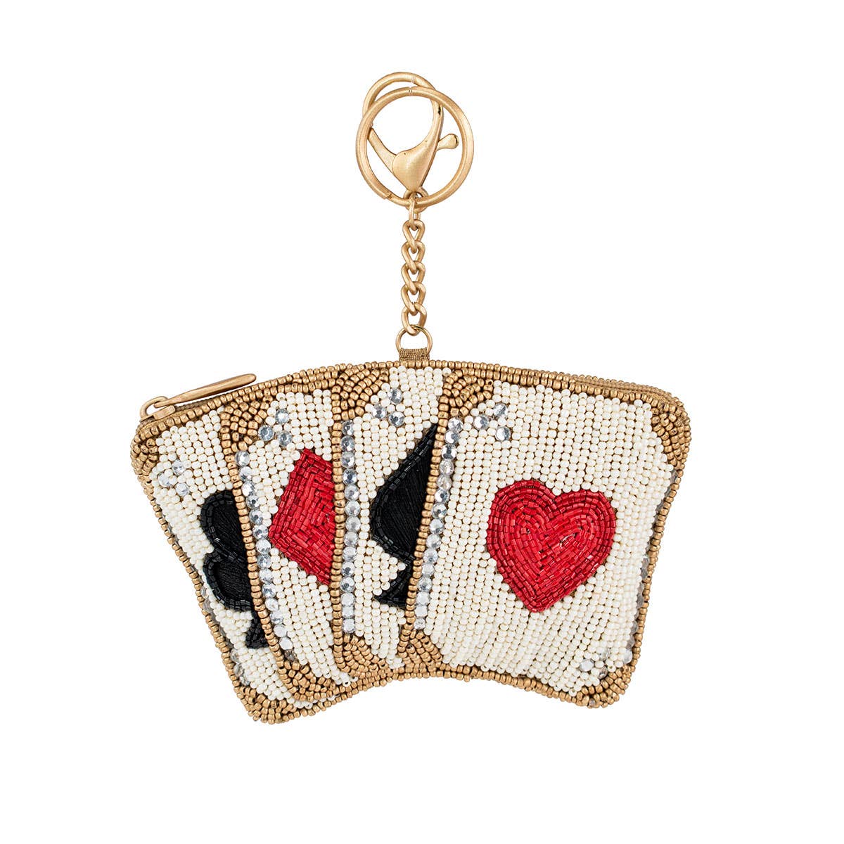 Mary Frances Accessories - Let's Play Beaded Playing Cards Coin Purse/Key Fob
