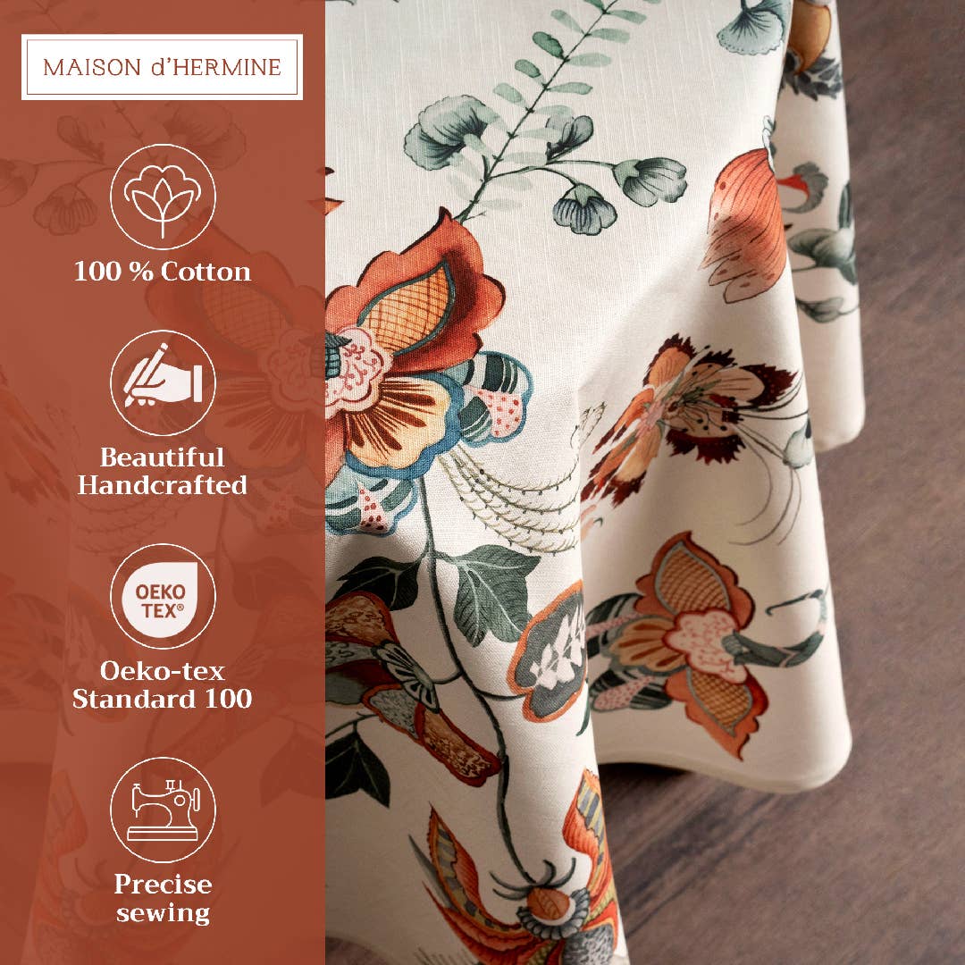 Maison d'Hermine - Design in Every Thread - Tablecloths 100% Cotton - 3 Shapes - Dalida Fall