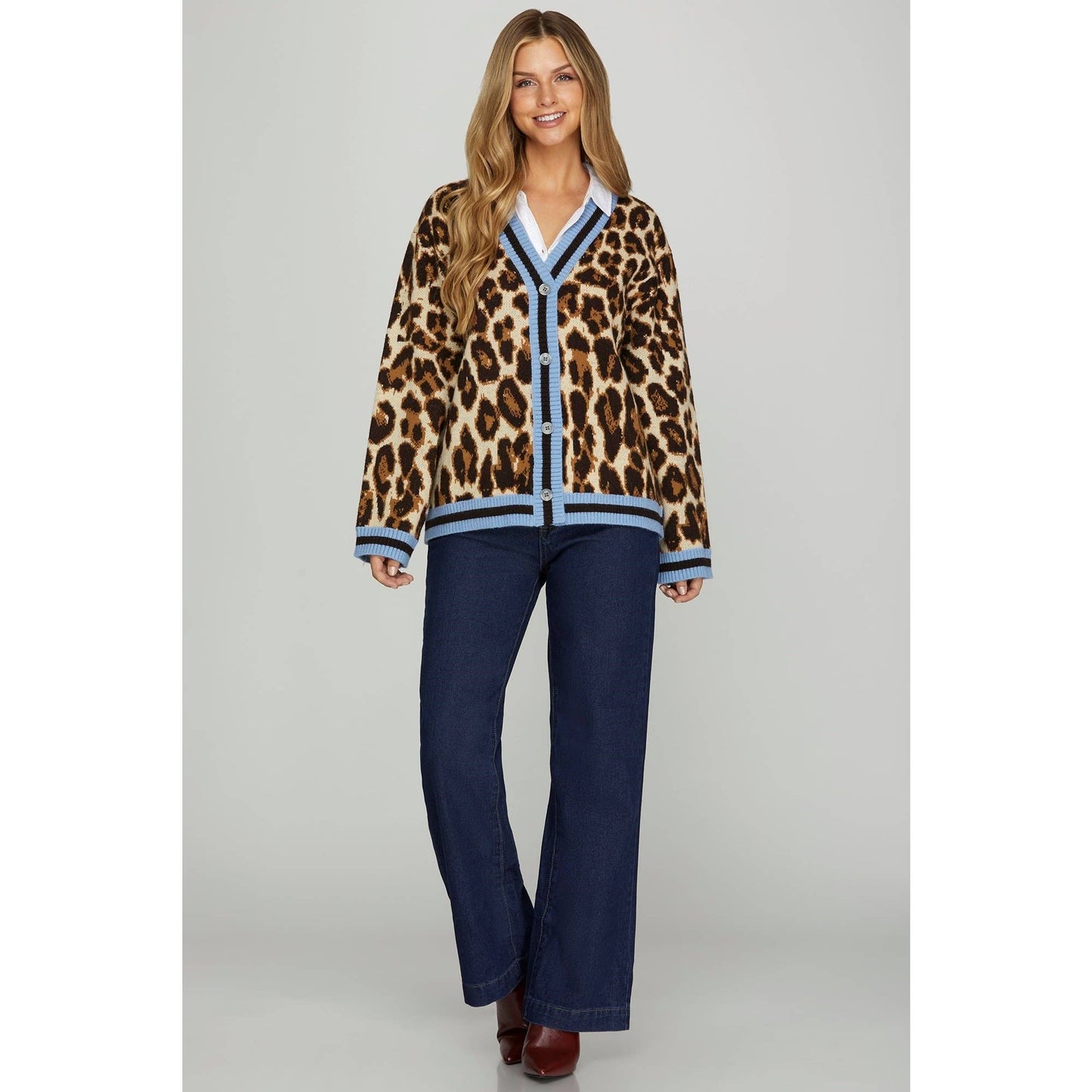 STYLE USA - LEOPARD SWEATER CARDIGAN