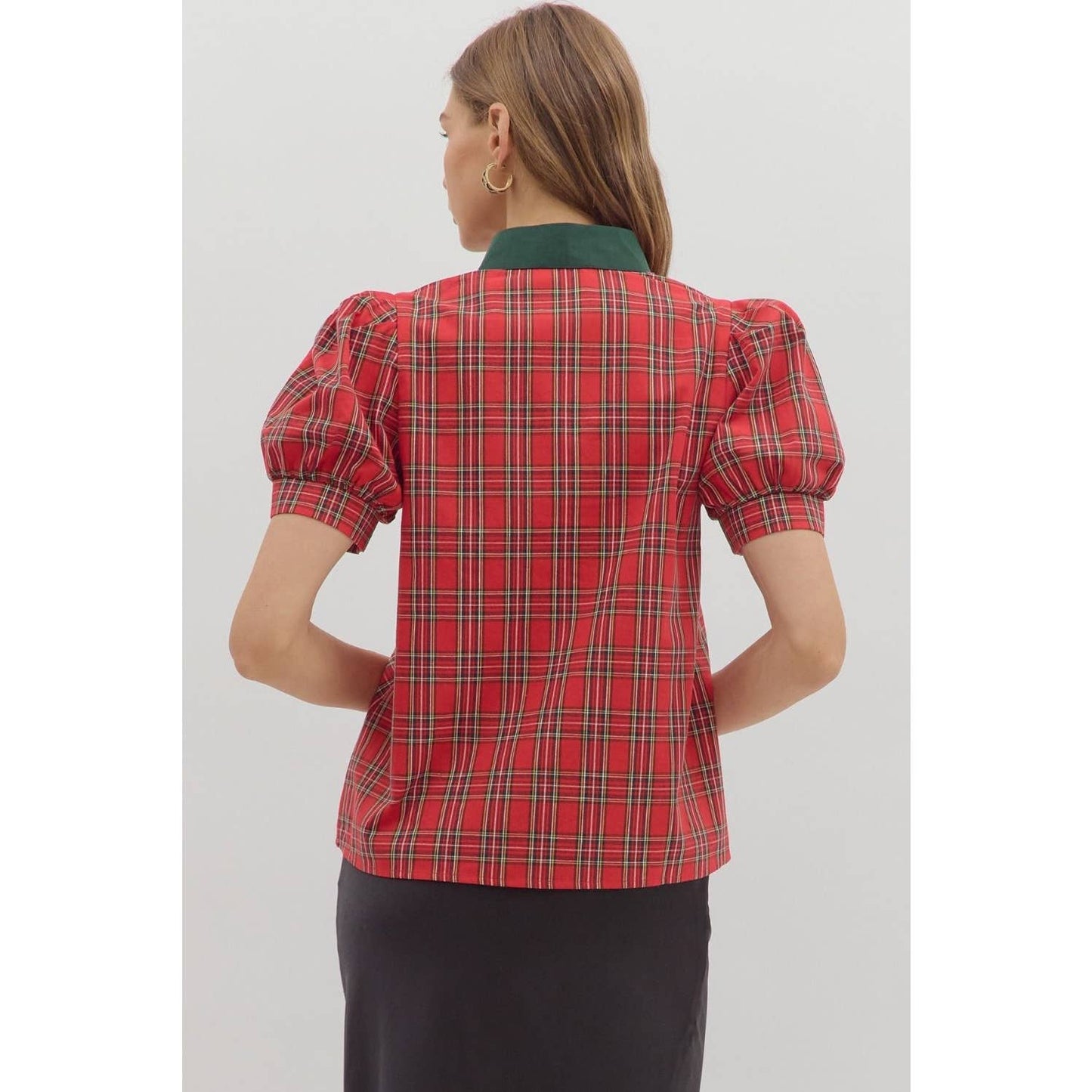 Holiday Plaid Cuff Top