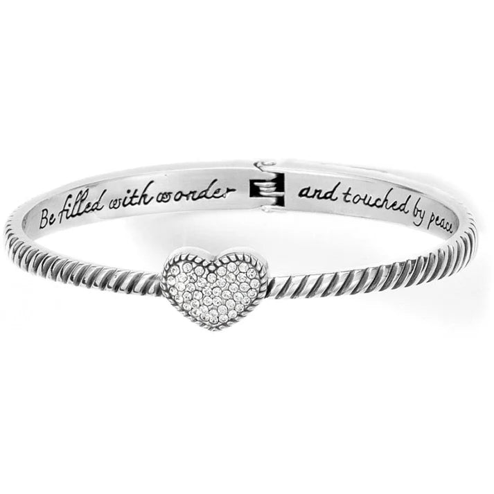 Celestia Heart Hinged Bangle -Silver