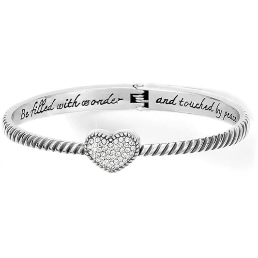 Celestia Heart Hinged Bangle -Silver