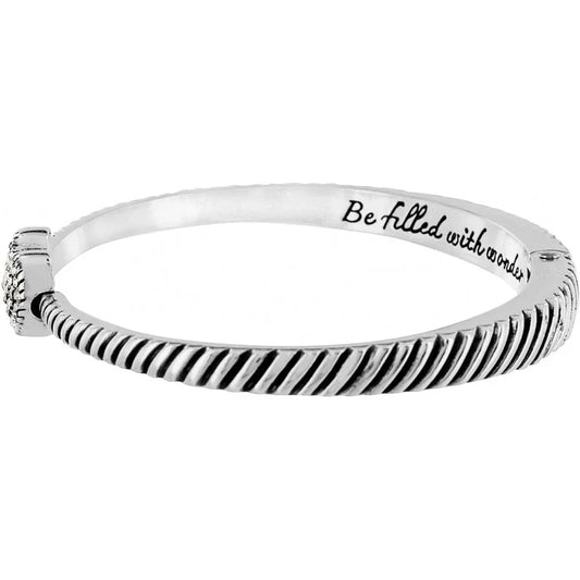 Celestia Heart Hinged Bangle -Silver