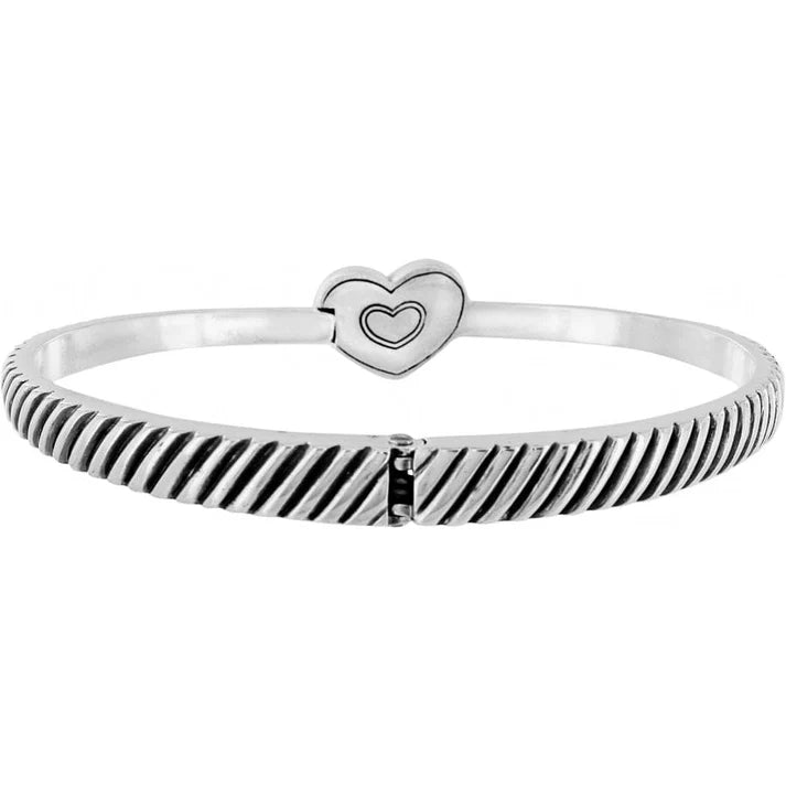 Celestia Heart Hinged Bangle -Silver
