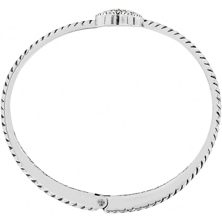 Celestia Heart Hinged Bangle -Silver