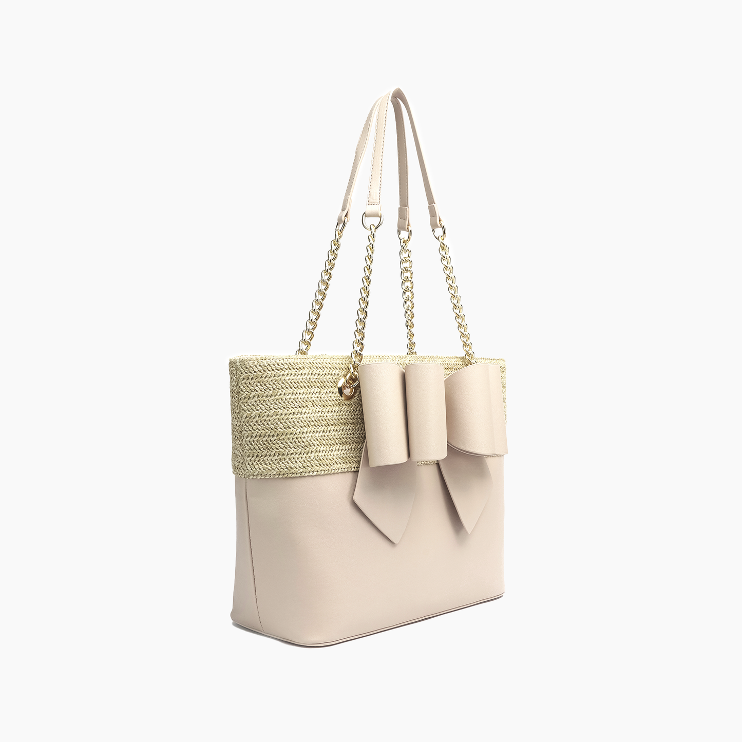 Daisy Bowtie Dual Straw Tote Bag