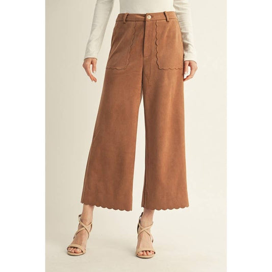 Suede Scallop Pants