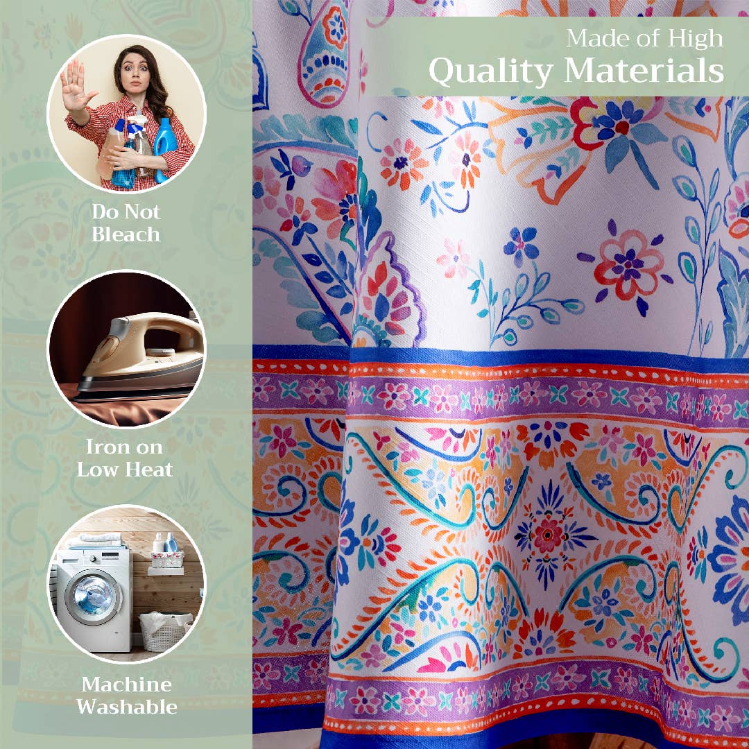 Maison d'Hermine - Design in Every Thread - Tablecloths 100% Cotton - 3 Shapes - Indian Floral