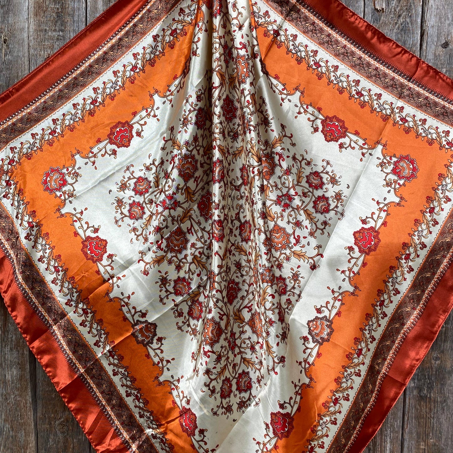 Rodeo Drive - 35X35"  Burnt Orange & Tan Wild Rag / Scarf WR2179