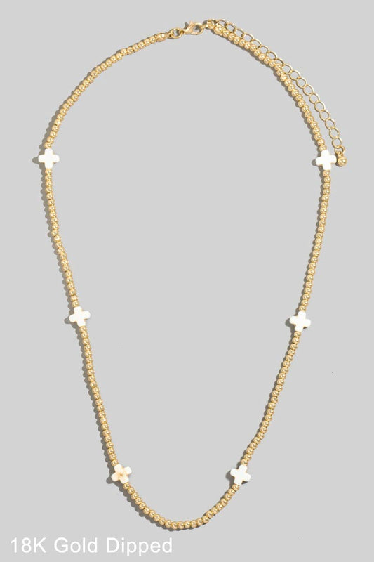 The Looks by Fame Accessories - Gold Dipped Beaded And Cross Charms Necklace