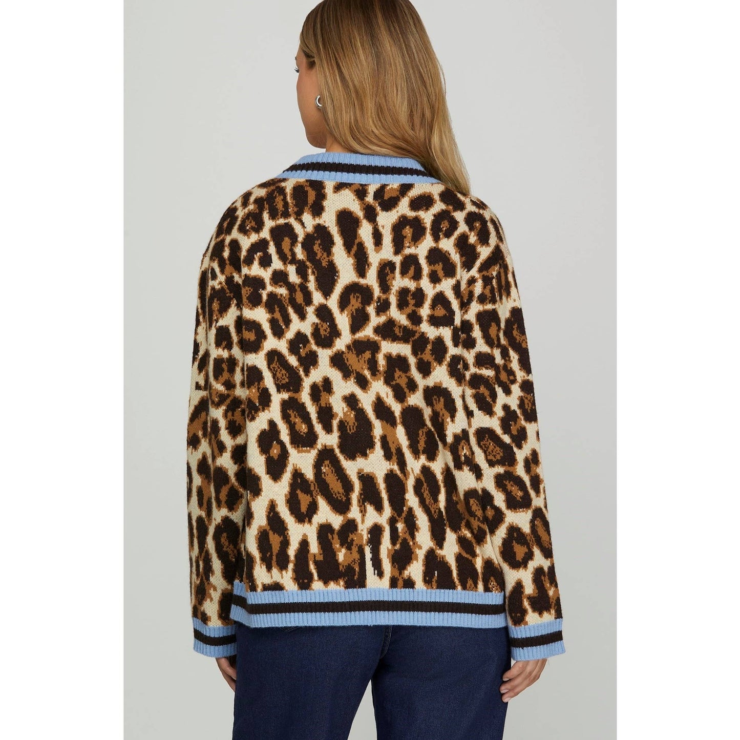 STYLE USA - LEOPARD SWEATER CARDIGAN