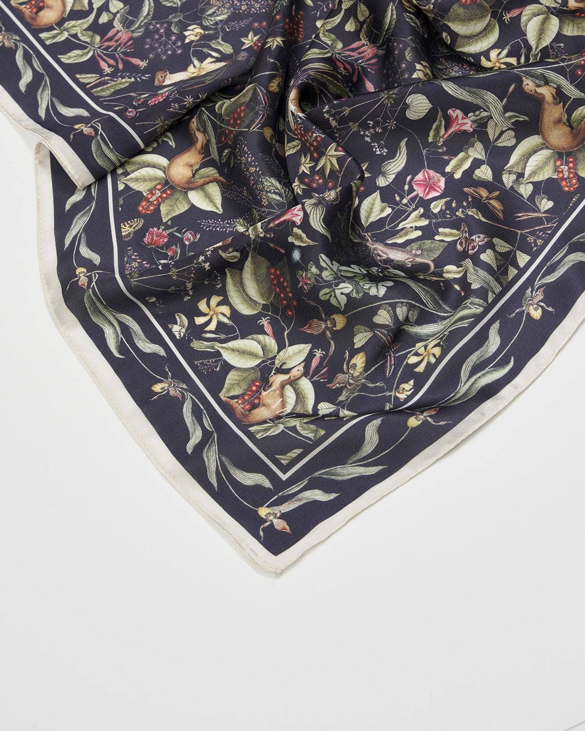 Fable England - FABLE Wolf Garden Navy Square Scarf