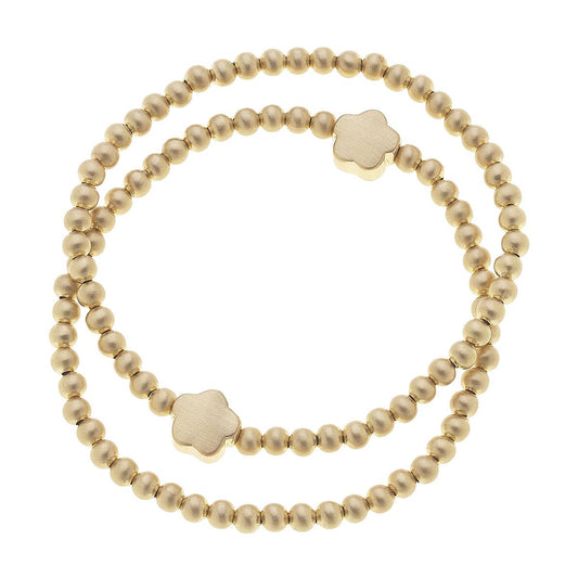 Canvas Style - Isa Flower Ball Bead Stretch Bracelets (Set of 2)