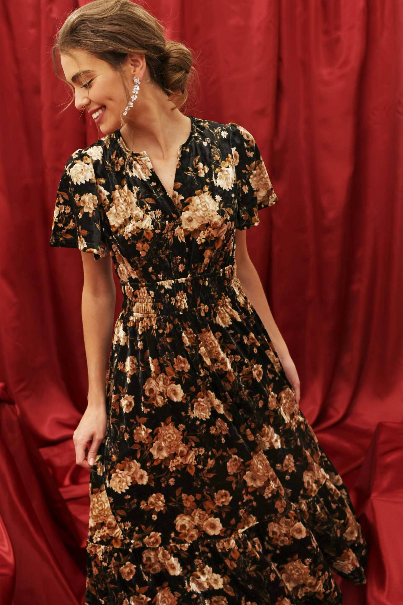 Floral Velvet Midi Dress Kirtley and Company Boutique Floral Velvet Midi Dress Kirtley and Company Boutique