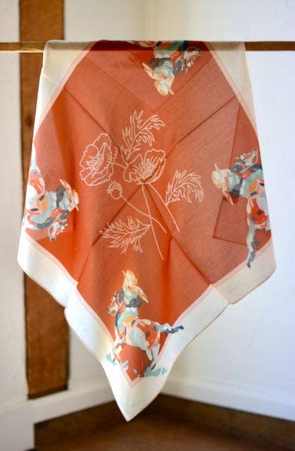 Tirzah Lane Art - Poppy Cowgirl: Western Scarf Bandana Silk Tencel Wildrag