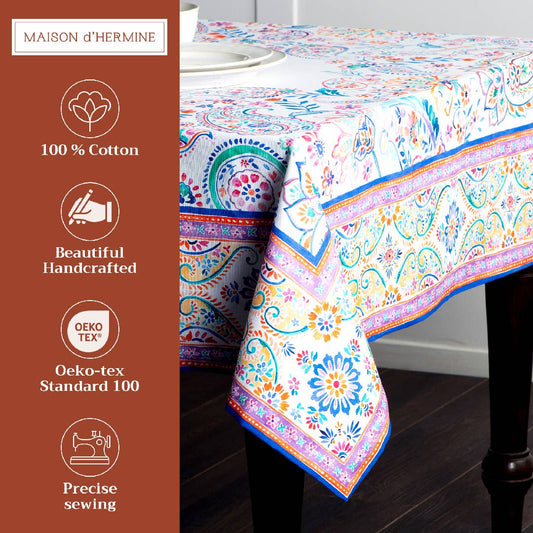 Maison d'Hermine - Design in Every Thread - Tablecloths 100% Cotton - 3 Shapes - Indian Floral