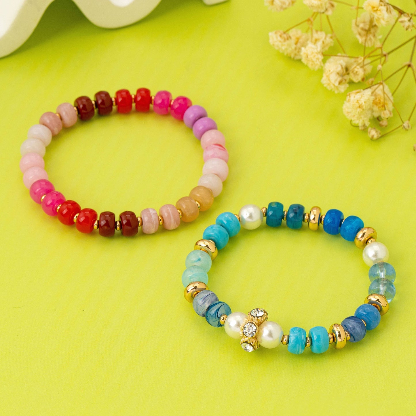 Multicolor Pastel Bead Bracelet Set