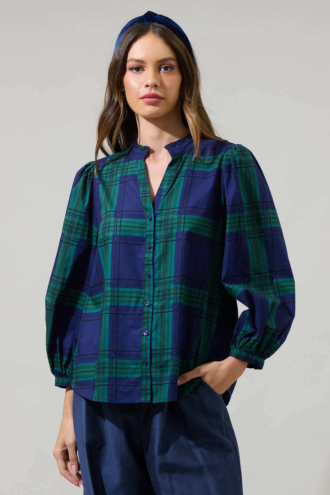 Harrisville Plaid Button Up Top