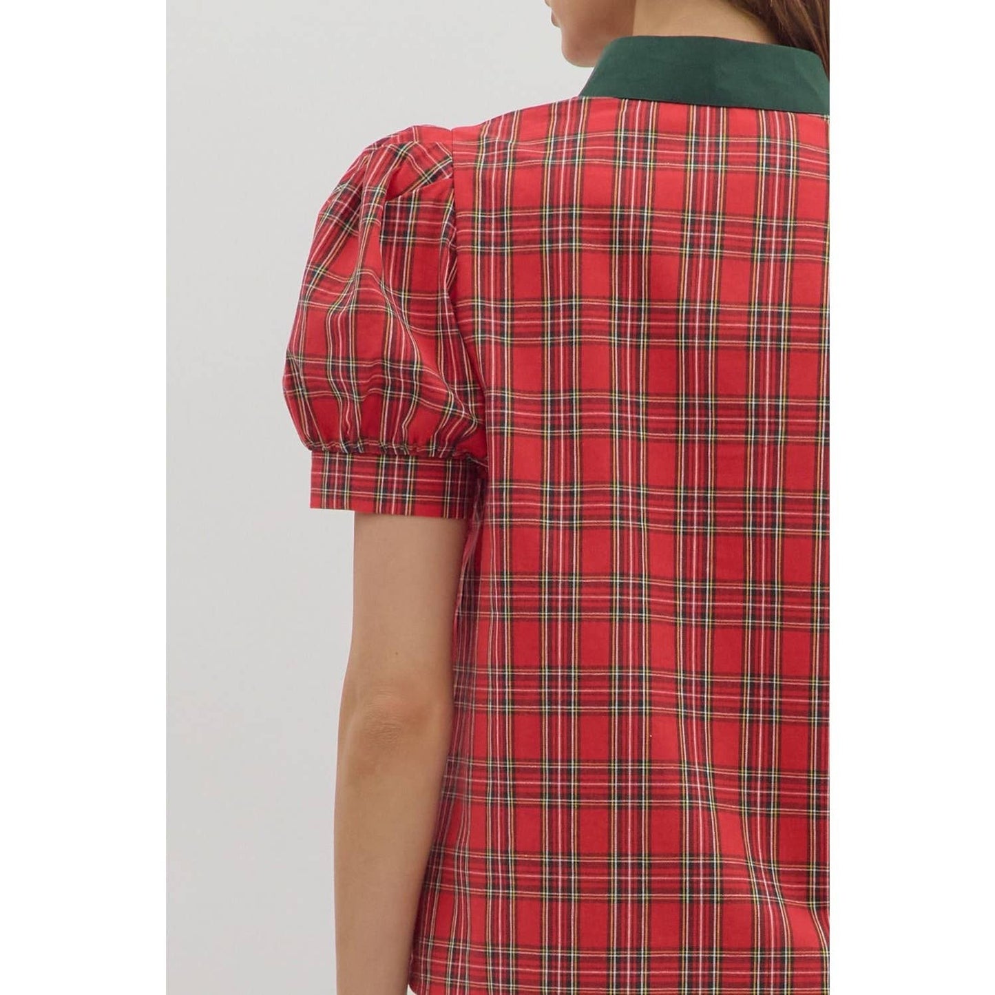 Holiday Plaid Cuff Top