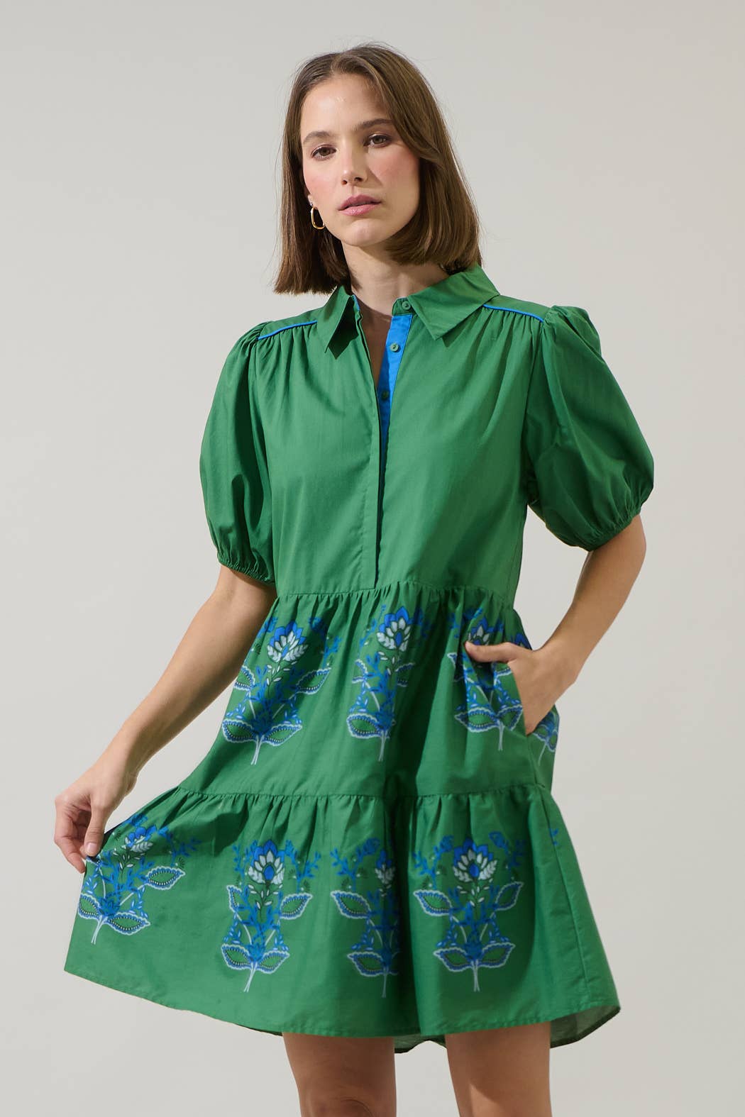 Meridy Floral Burie Tiered Mini Dress