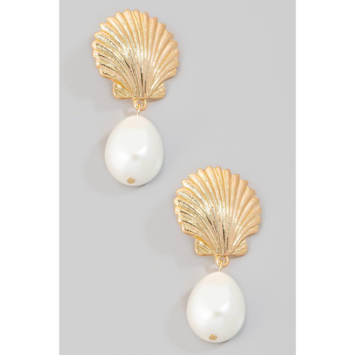 The Looks by Fame Accessories - Clam And Pearl Dangle Stud Earrings