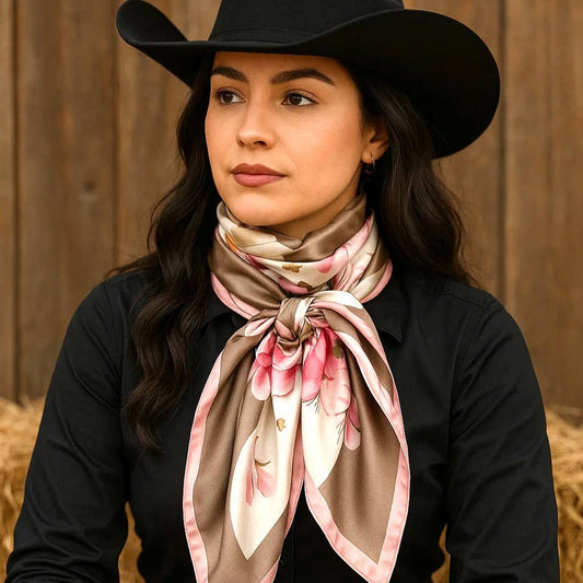 Rodeo Drive - 35X35" Pretty In Pink Roses Wild Rag/Scarf WR40