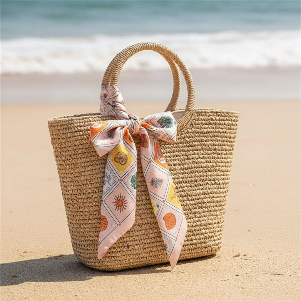 Nautical Shell & Palm Scarf