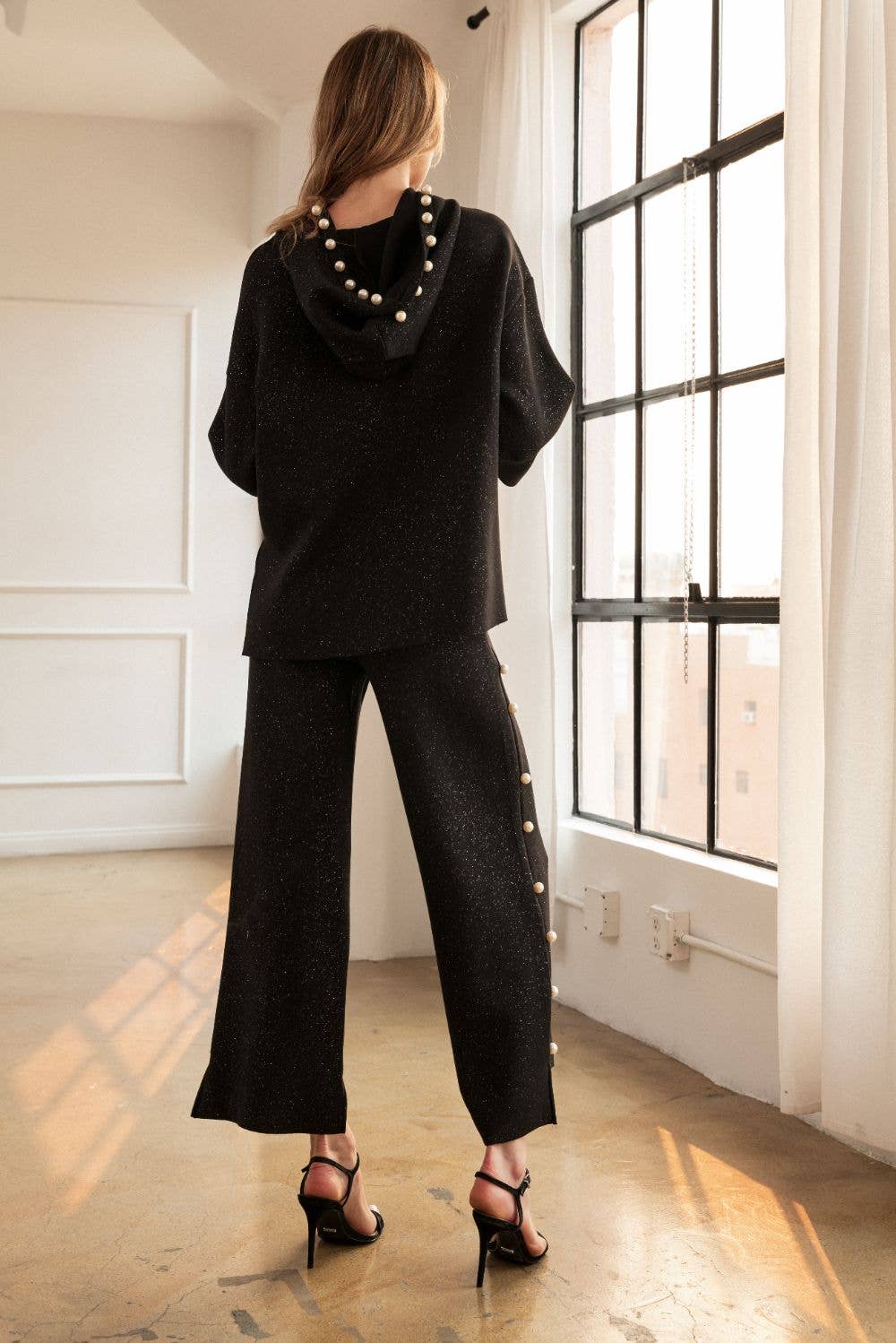 Farrah French Scuba Pearl Pant with Glitter