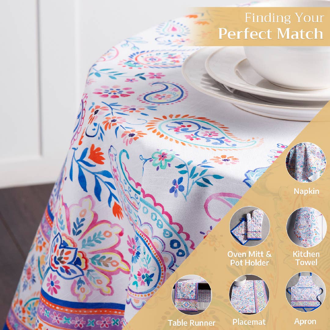 Maison d'Hermine - Design in Every Thread - Tablecloths 100% Cotton - 3 Shapes - Indian Floral