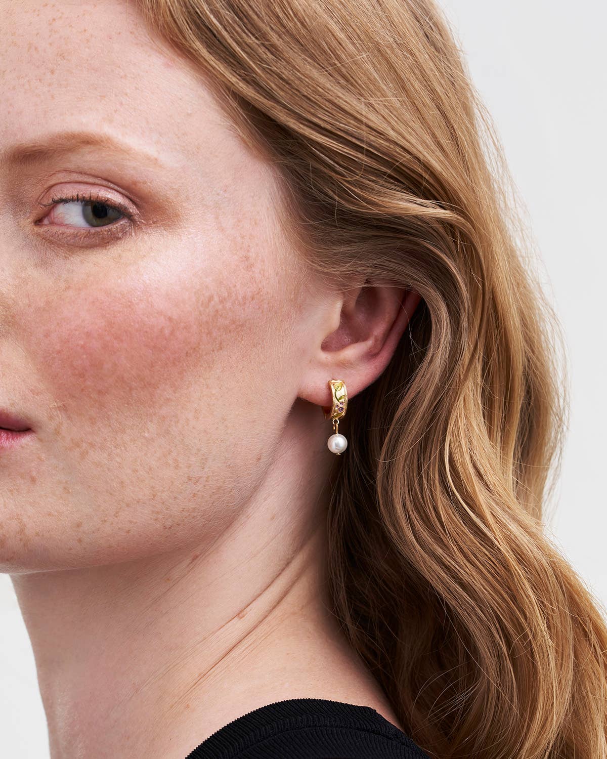 Fable England - Blackberry Bramble Pearl Drop Gold Earrings - UK, US & EU